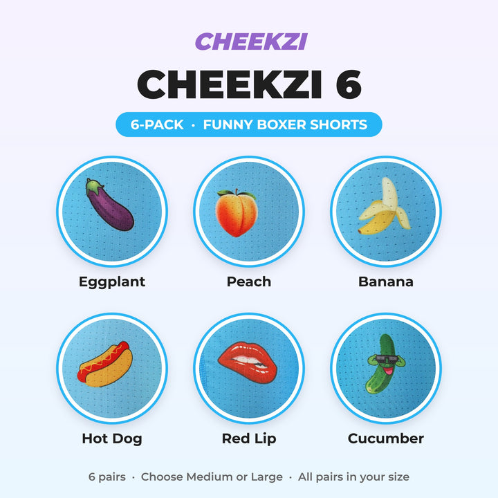 CHEEKZI 6-Pack Funny Boxer Shorts