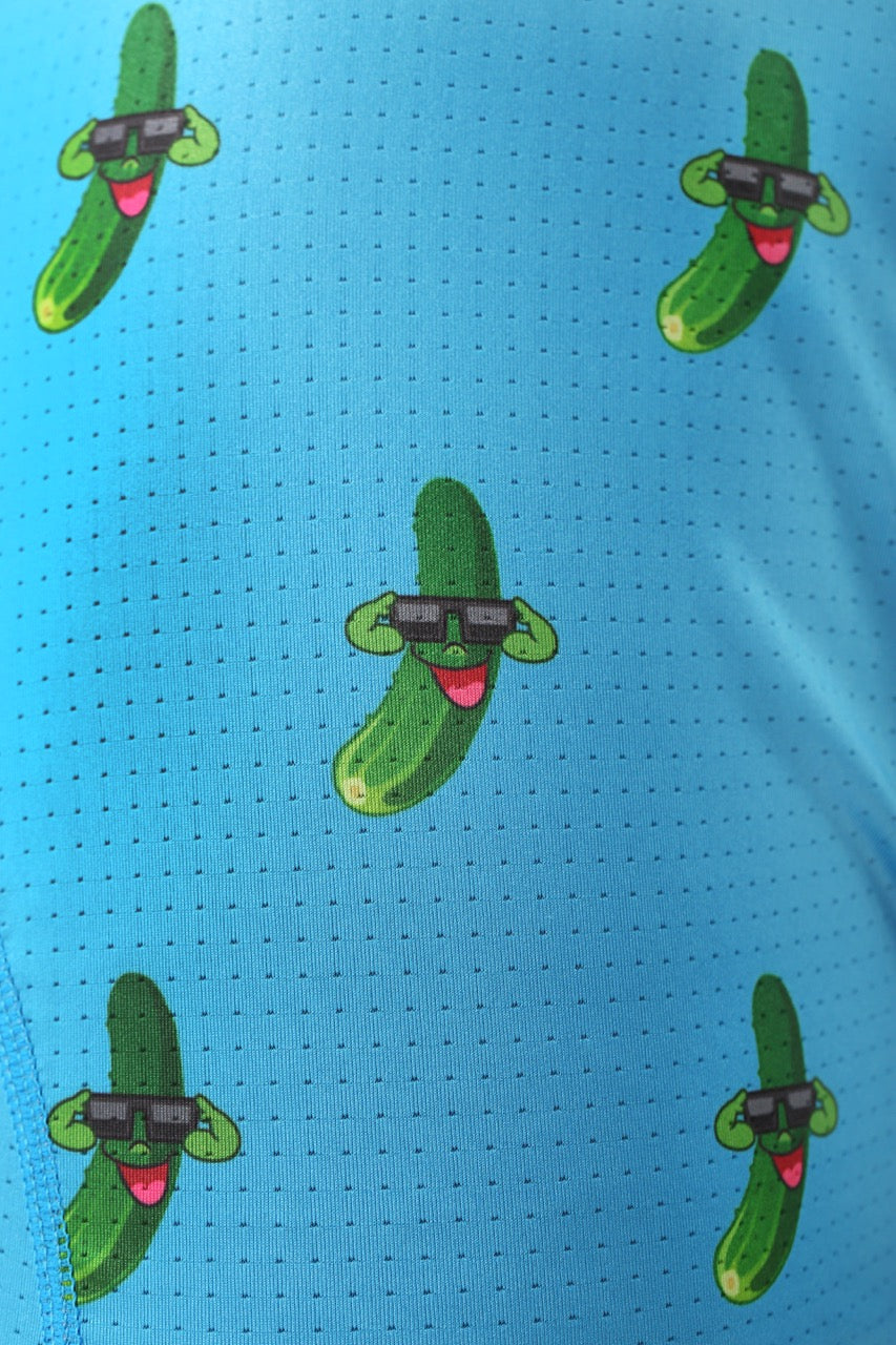 Sky blue cucumber print underwear for men, featuring a fun and fresh design with soft, breathable fabric.
