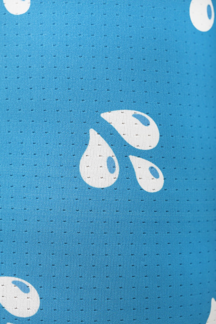 Sky blue underwear with fun droplet print, soft and breathable fabric, designed for comfort and style.