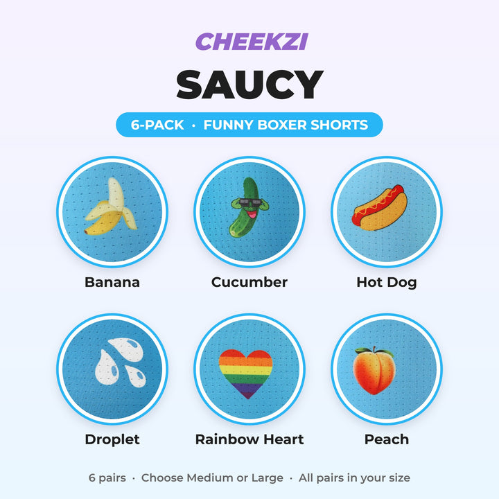 Saucy 6-Pack Funny Boxer Shorts